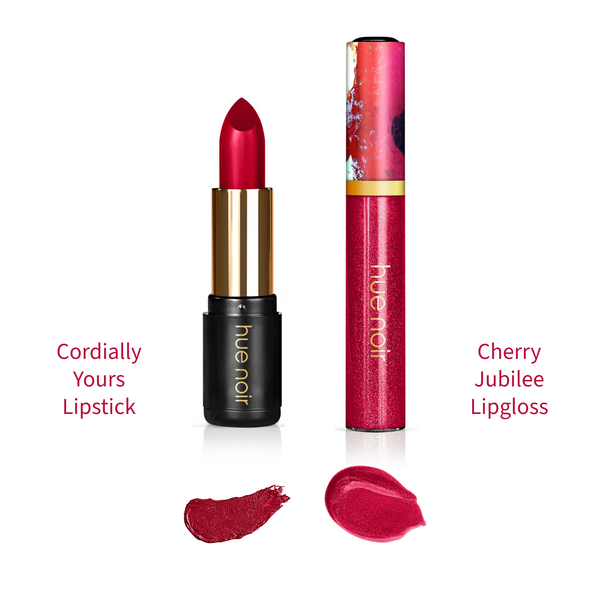 Lip Set Cherry Red Perfect Pout Lip Combo Hue Noir Cosmetics