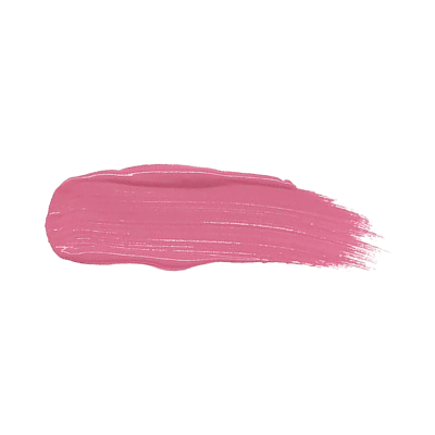 A bright pink lipstick swatch positioned on a white background, showcasing its eye-catching color and sleek form.