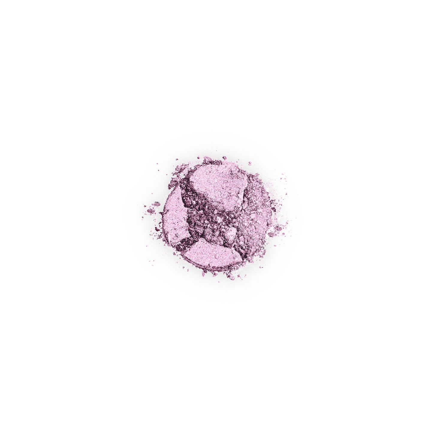 Crushed baby pink shimmer eyeshadow swatch on a white background, showcasing the pigment and texture of Candy Girl shade Hue Noir