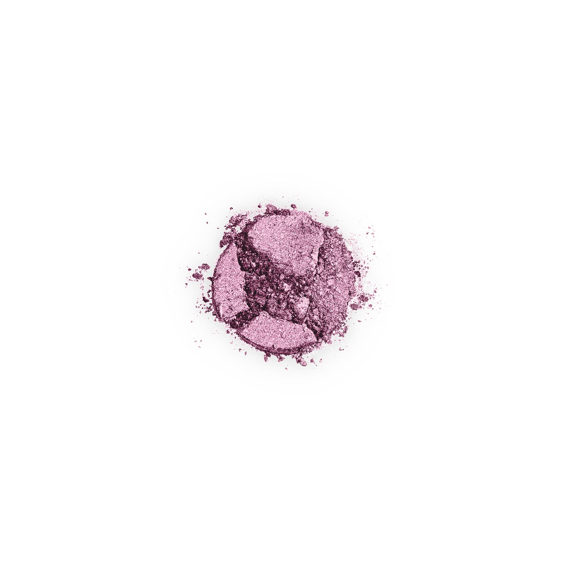 Crushed pink shimmer eyeshadow swatch on a white background, showcasing the pigment and texture of Pink Crush shade Hue Noir
