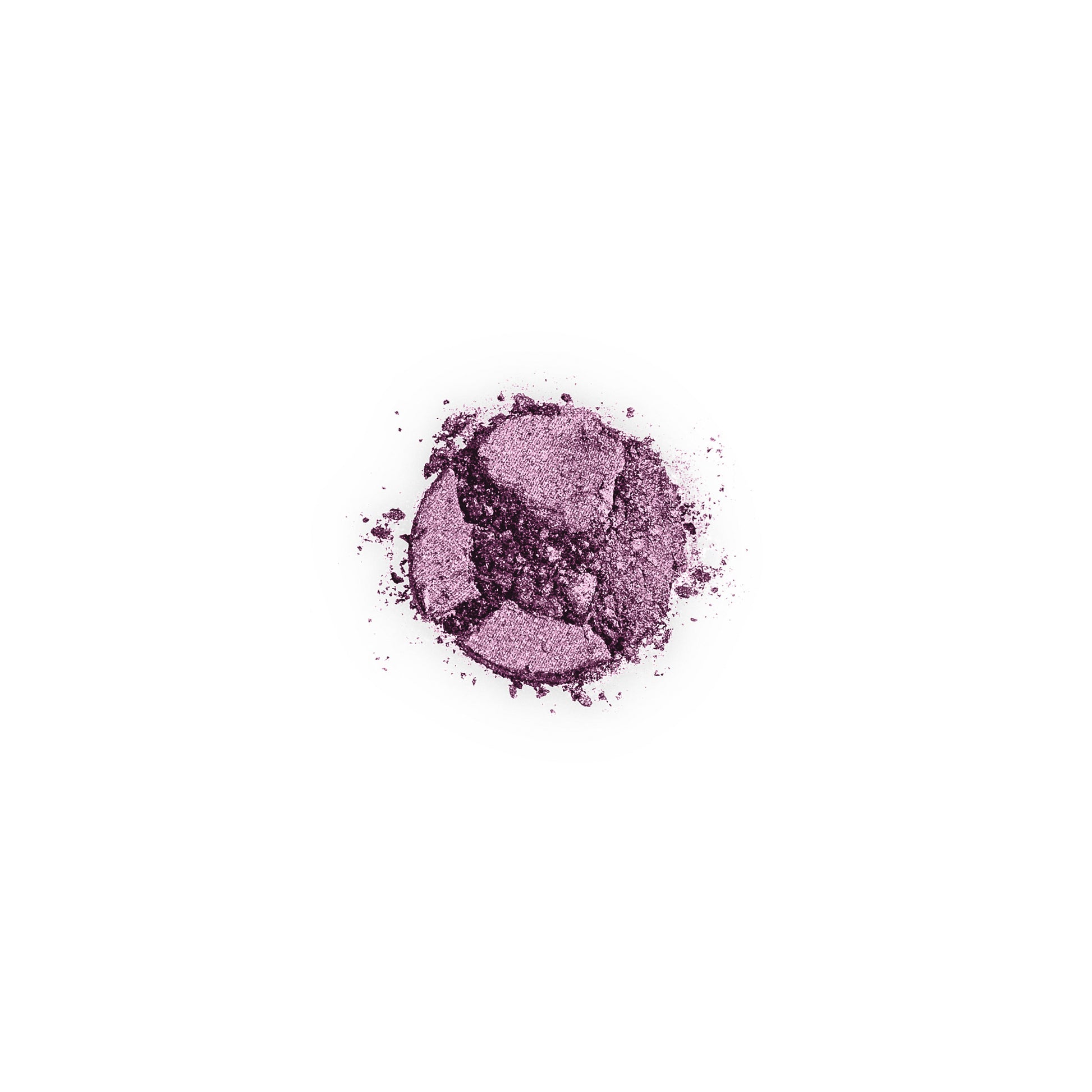 Crushed purple shimmer eyeshadow swatch on white, showcasing the pigment and texture of Hue Noir's Serengeti Sunset shade.