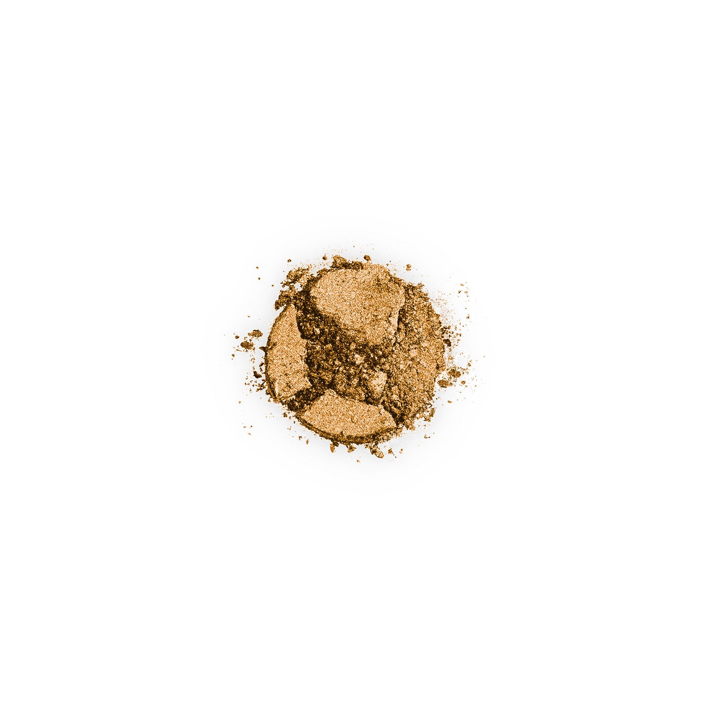 Crushed gold shimmer eyeshadow swatch on white, showcasing the pigment and texture of Hue Noir's Sun Daze shade.