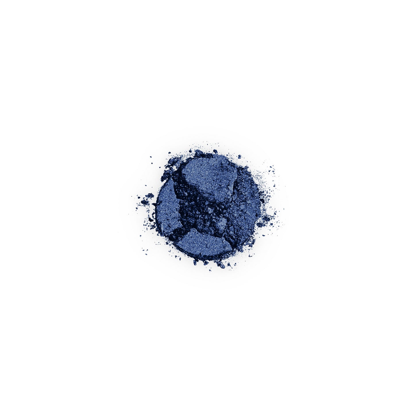 Crushed blue shimmer eyeshadow swatch on white, showcasing the pigment and texture of Hue Noir's I've Got the Blues shade.