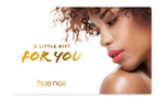 A little gift for you Hue Noir gift card with photo of medium skin tone model