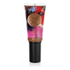 Makeup foundation in tube with pump deep skin tone shade with warm yellow undertones