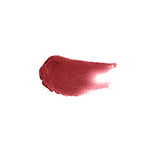 Smear of ruby red tinted lip balm showing red color and creamy texture